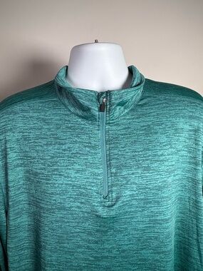 ZELOS Men's Teal Heather Zip-Up Mock Neck Pullover